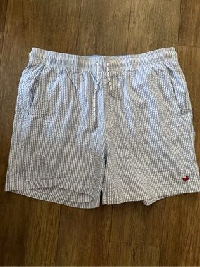 Southern Marsh Light Blue and White Seersucker Swim Trunks